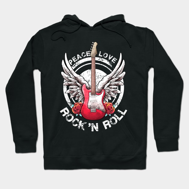 Lets Rock Rock&Roll Electric Guitars Vintage Rock Concert Hoodie by MerchBeastStudio